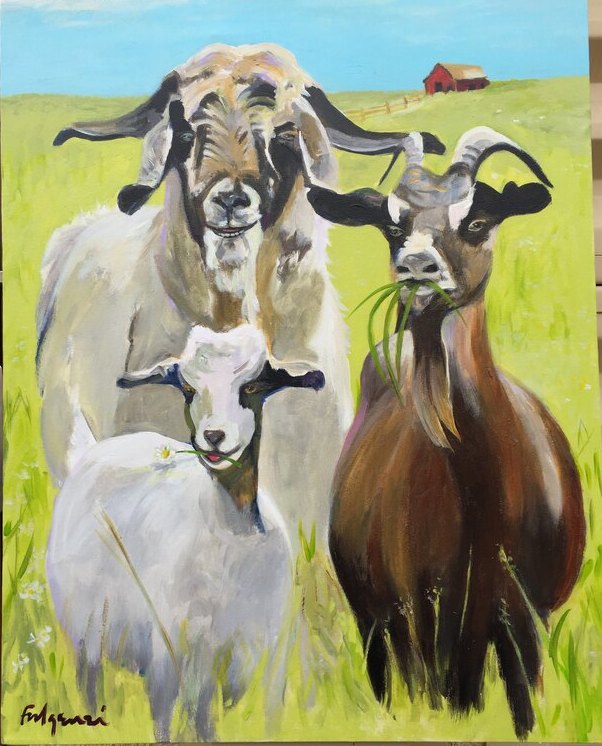 Impressionistic Goats — sold original by Maureen Fulgenzi, available as a fine art print, Palm Beach, FL
