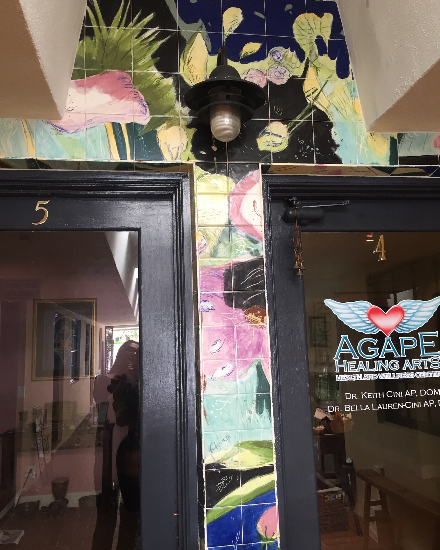 Floral entryway mural for a healing arts office by Maureen Fulgenzi